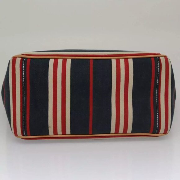 BURBERRY Hand Bag Canvas Leather Navy Silver - Picture 8 of 16